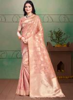 Cotton Silk Peach Traditional Wear Weaving Saree